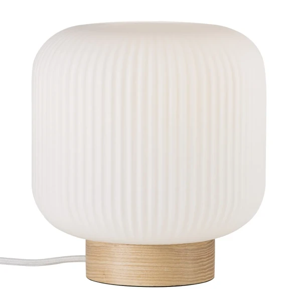 Lampa stołowa szklana Milford z drewnianą podstawą - Nordlux