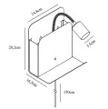 Wall lamp with a shelf with a USB charging port Roomi White white - Nordlux