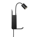 Kinkiet z półką z USB portem do ładowania Roomi Black czarny - Nordlux