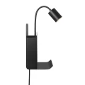 Kinkiet z półką z USB portem do ładowania Roomi Black czarny - Nordlux