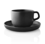 Cup with saucer Nordic Kitchen 0,2L black stoneware set of 4 - Eva Solo
