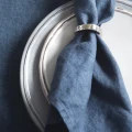 Dark blue linen tablecloth 145x330 Sunshine Silence - Himla