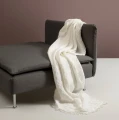 Lniany pled na łóżko i sofę biały Hannelin White 130x170 - Himla