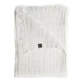 Lniany pled na łóżko i sofę biały Hannelin White 130x170 - Himla