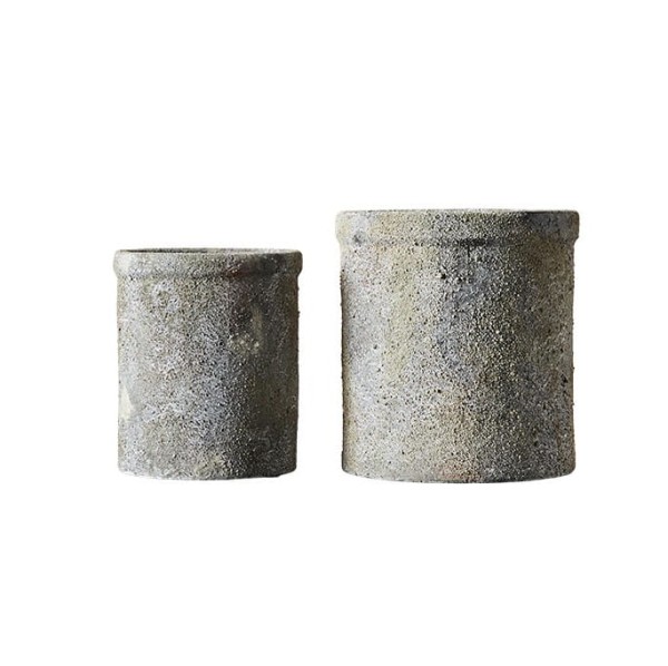 Terracotta cylindrical pots Treasure, set of 2 - Muubs