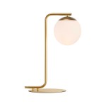 Lampa stołowa Grant w kolorze mosiądzu z białą szklaną kulą NORDLUX