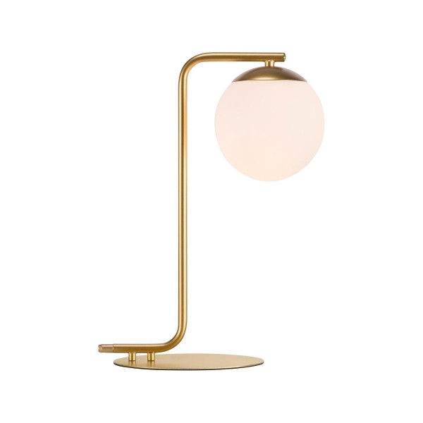 Lampa stołowa Grant w kolorze mosiądzu z białą szklaną kulą NORDLUX