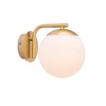 Lampa ścienna Grant w kolorze mosiądzu z białą szklaną kulą NORDLUX