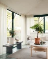 Lniana firana woalowa beżowa 280x250 Skylight Fog, 1 szt - Himla