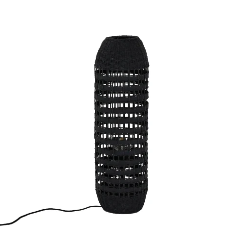 Lampa podłogowa rattanowa czarna Rota 70 - Pomax