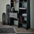 Black rattan floor lamp Rota 70 - Pomax