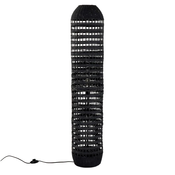 Lampa podłogowa rattanowa czarna Rota 120 - Pomax