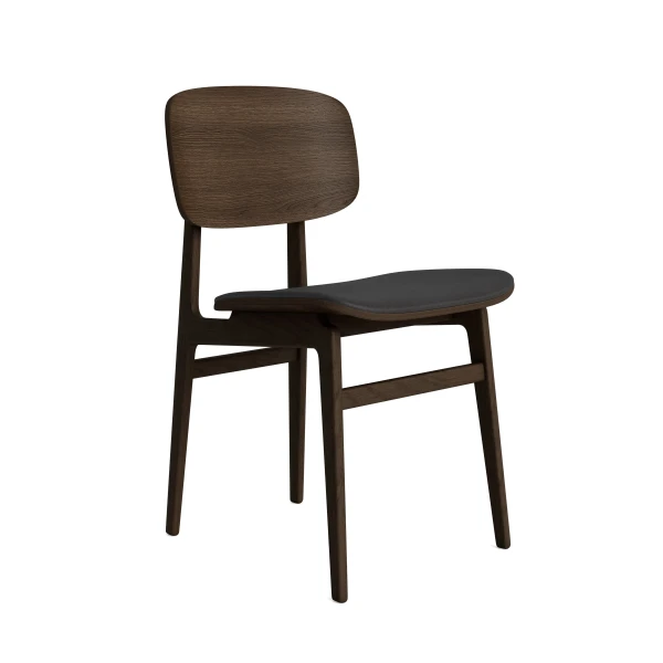Krzesło drewniane tapicerowane NY11 dąb Dark Smoked skóra Dunes Anthracite - Norr11
