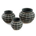 Decorative pot cover Belly S Black terracotta rattan - Bazar Bizar