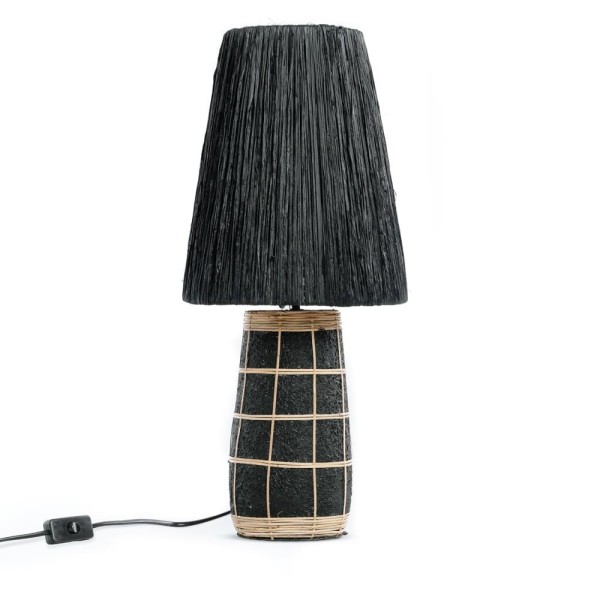 Lampa stołowa z trawy morskiej i terakoty Naxos Black - Bazar Bizar