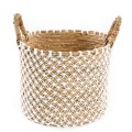 Kosz boho Crossed Macrame L z trawy morskiej - Bazar Bizar