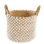 Kosz boho Crossed Macrame L z trawy morskiej - Bazar Bizar
