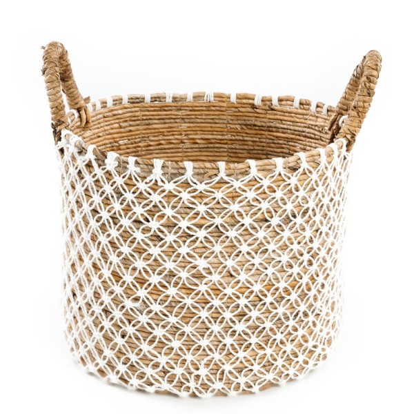 Kosz boho Crossed Macrame L z trawy morskiej - Bazar Bizar