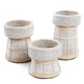 Decorative candle holder Serene Grey L terracotta and rattan - Bazar Bizar