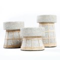 Decorative candle holder Serene Grey S terracotta and rattan - Bazar Bizar