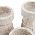 Decorative candle holder Serene Grey S terracotta and rattan - Bazar Bizar