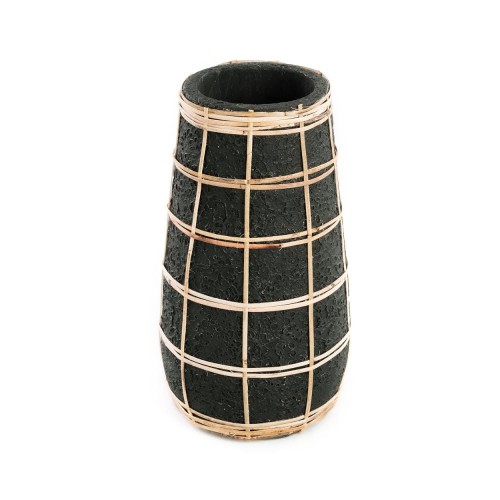 Wazon Cutie Black M terakota i rattan - Bazar Bizar