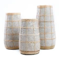Vase Cutie Concrete M terracotta and rattan - Bazar Bizar