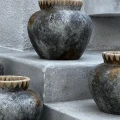 Pot cover Styly S Grey terracotta raffia - Bazar Bizar