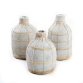 Terracotta vase with rattan Whoopy Concrete L - Bazar Bizar