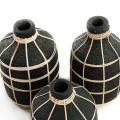 Vase Whoopy Black L terracotta with rattan - Bazar Bizar