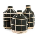 Vase Whoopy Black L terracotta with rattan - Bazar Bizar
