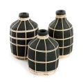 Vase Whoopy Black L terracotta with rattan - Bazar Bizar