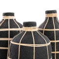 Vase Whoopy Black S terracotta with rattan - Bazar Bizar