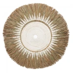 Dekoracja na ścianę z rafii i makramy Wall Deco White 60 - Bazar Bizar