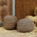 Jute pouffe Bombay Ø50 natural black - Pomax