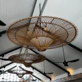 Duży designerski klosz do lampy wiszącej z rattanu Sky 110 - Bazar Bizar