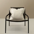 Poszewka dekoracyjna z frędzlami biała 50x50 Merlin Off White, z lnu i wełny - Himla