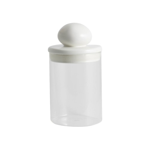 Pojemnik na żywność sypką Plum Low 1L, szklany z ceramiczną pokrywą - Nordal