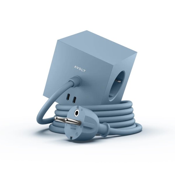 Power cube with usb Square 1 Brass Finish - Avolt