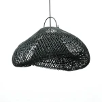 Czarny rattanowy abażur do lamp sufitowych wiszących Cloud M - Bazar Bizar