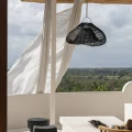 Czarny rattanowy abażur do lamp sufitowych wiszących Cloud M - Bazar Bizar