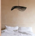 Czarny rattanowy abażur do lampy sufitowej wiszącej Chapeau - Bazar Bizar