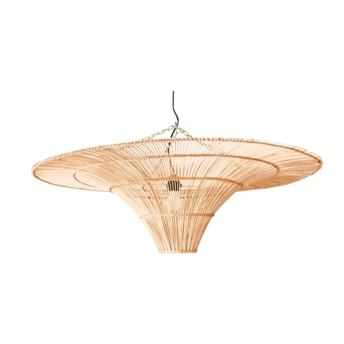 Duży designerski klosz do lampy wiszącej z rattanu Sky 110 - Bazar Bizar