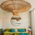 Duży designerski klosz do lampy wiszącej z rattanu Sky 110 - Bazar Bizar