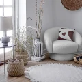 Okrągły dywan wełniany Lenea Ø110, złamana biel - Bloomingville