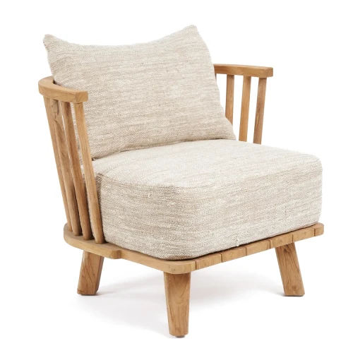 Fotel ogrodowy drewniany z poduszką Malawi Beige - Bazar Bizar