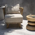 Fotel ogrodowy drewniany z poduszką Malawi Beige - Bazar Bizar