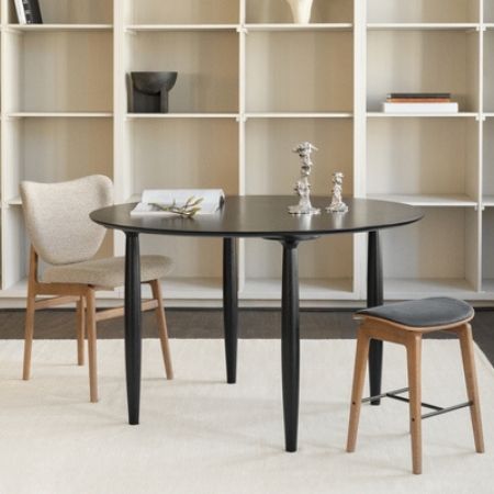 Stół okrągł z krzesłami i taboretem Natural Home Decor