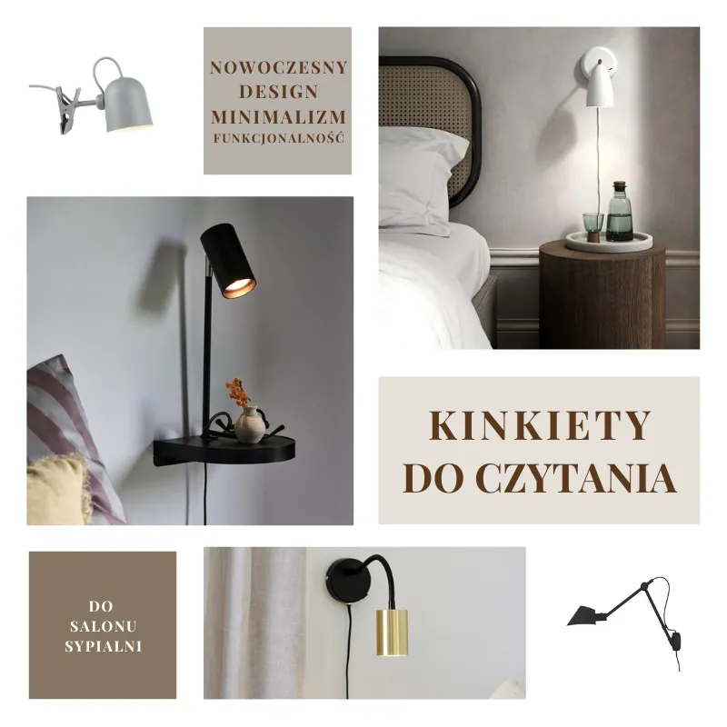 Kinkiety do czytania w sypialni, w łóżku, w salonie - Natural Home Decor sklep internetowy z oświetleniem nowoczesnym