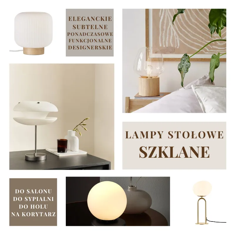 Lampy stołowe szklane do nowoczesnego salonu, sypialni, Natural Home Decor